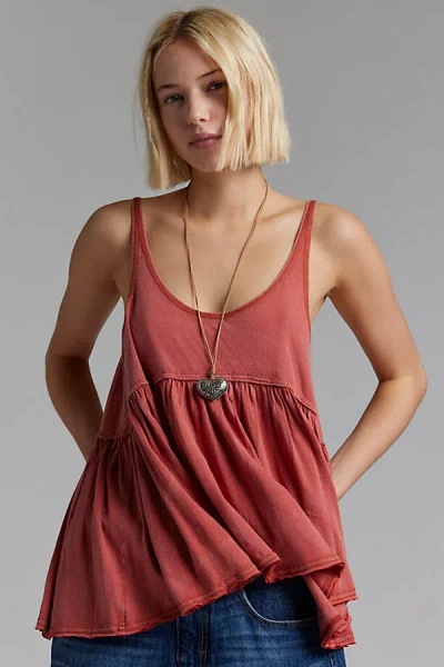 Bdg Colby Babydoll Tunic Tank Top In Rust, Women's At Urban Outfitters In Rust