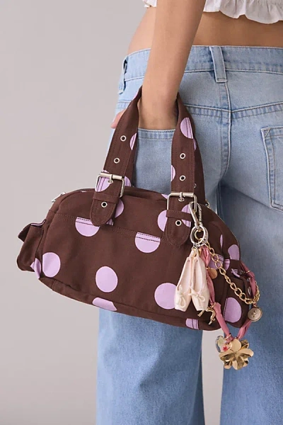 Bdg Colored Denim Duffle Shoulder Bag In Brown/polka Dot, Women's At Urban Outfitters