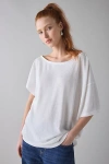 Bdg Courtney Off-the-shoulder Slouchy Tee In White, Women's At Urban Outfitters