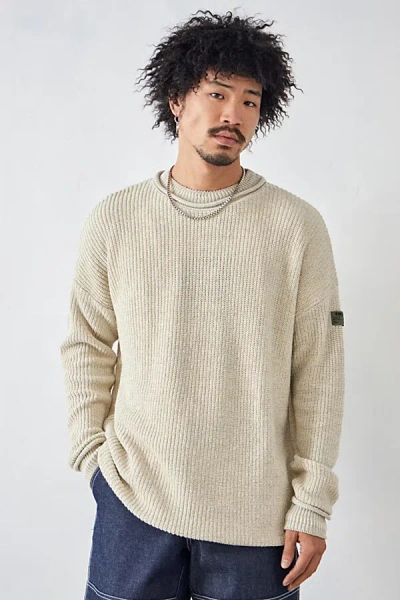 Bdg Cream Twist Knit Rolled Sweater In Cream, Men's At Urban Outfitters