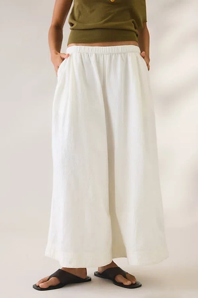 Bdg Creekside Cropped Cotton Wide Leg Pant In White, Women's At Urban Outfitters