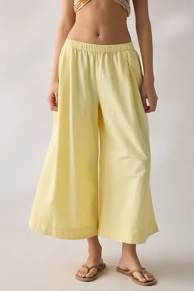 Bdg Creekside Cropped Cotton Wide Leg Pants In Yellow, Women's At Urban Outfitters