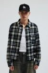 Bdg Cropped Plaid Flannel Shirt Top In Black, Men's At Urban Outfitters