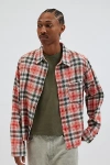 Bdg Cropped Plaid Flannel Shirt Top In Light Red, Men's At Urban Outfitters