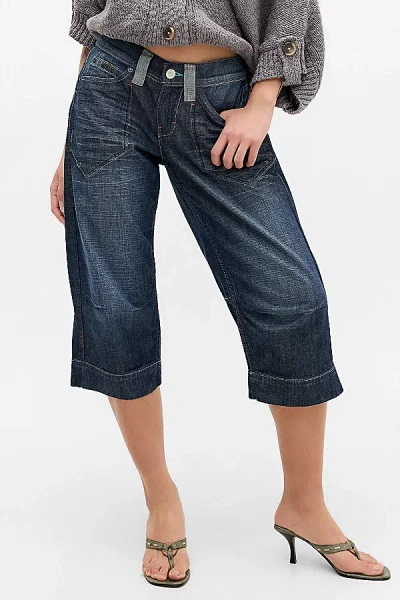 Bdg Cyris Low-rise Relaxed Straight Capri Jeans In Vintage Denim Dark, Women's At Urban Outfitters In Blue