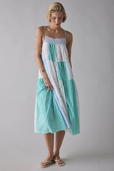 Bdg Dakota Side-tie Patchwork Cotton Midi Dress In Patchwork, Women's At Urban Outfitters