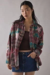 Bdg Dani Cowboy Patchwork Oversized Flannel Shirt In Purple, Women's At Urban Outfitters In Purple