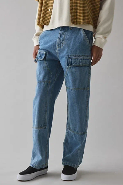 Bdg Double Knee Baggy Skate Cargo Jean In Vintage Denim Light, Men's At Urban Outfitters In Blue