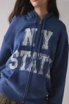 Bdg Dusty Prep State Graphic Oversized Zip-up Hoodie Sweatshirt In Blue, Women's At Urban Outfitters In Blue
