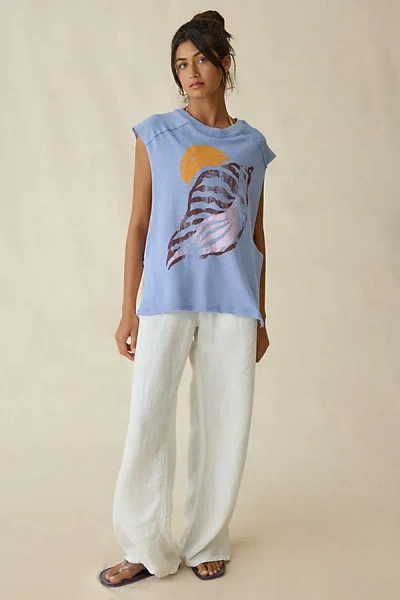 Bdg Echo Beach Graphic Oversized Muscle Tee In Blue, Women's At Urban Outfitters