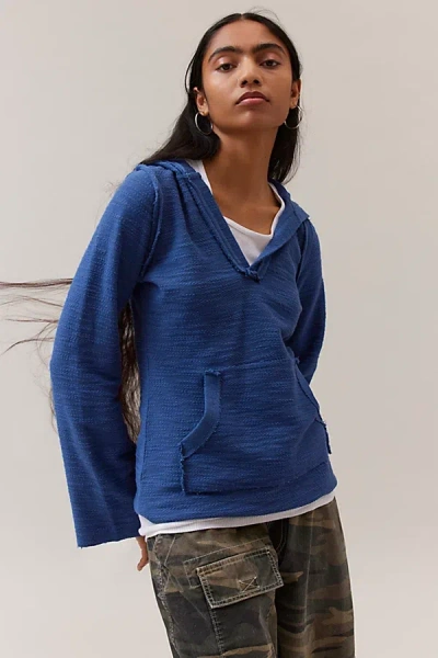 Bdg Ellidy Textured Pullover Hoodie Sweatshirt In Navy, Women's At Urban Outfitters In Blue