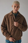 Bdg Eric Suedette Bomber Jacket In Tan, Men's At Urban Outfitters In Brown