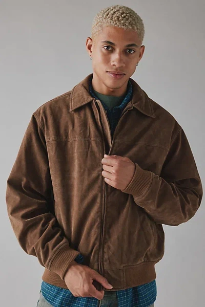 Bdg Eric Suedette Bomber Jacket In Tan, Men's At Urban Outfitters In Brown
