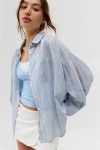 Bdg Erin Breezy Button-down Shirt In Blue, Women's At Urban Outfitters