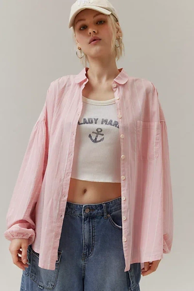 Bdg Erin Breezy Button-down Shirt In Blush, Women's At Urban Outfitters
