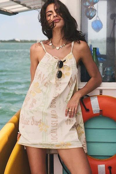 Bdg Eva Tie-front Ruched Strap Trapse Mini Dress In Yellow, Women's At Urban Outfitters