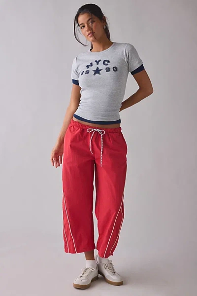 Bdg Fast Track Low-rise Cropped Nylon Pant In Bright Red, Women's At Urban Outfitters