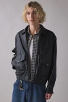 Bdg Faux Leather Bomber Jacket In Black, Men's At Urban Outfitters