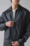 Bdg Faux Leather Zip Jacket In Black, Men's At Urban Outfitters