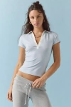 Bdg Faye Cropped Polo Tee In Skyride, Women's At Urban Outfitters