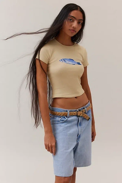Bdg Fish Baby Tee In Tan, Women's At Urban Outfitters