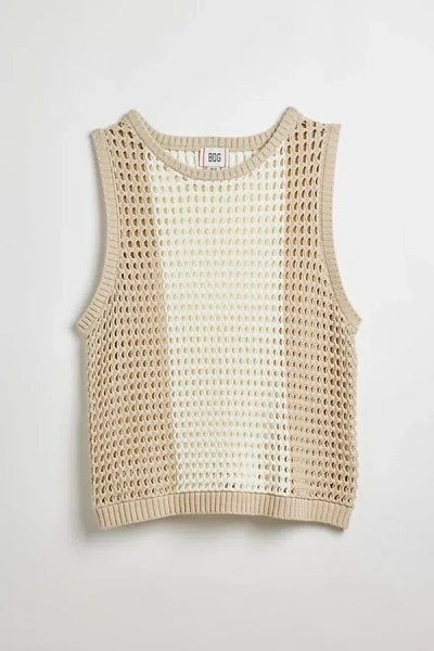 Bdg Focus Knit Tank Top In Neutral, Men's At Urban Outfitters