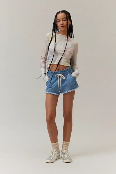Bdg Frankie Paperbag Micro Short In Blue, Women's At Urban Outfitters