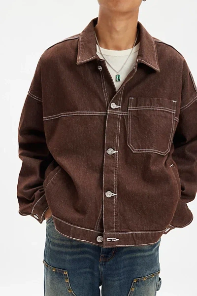 BDG FRISCO BOXY DENIM JACKET IN BROWN, MEN'S AT URBAN OUTFITTERS 