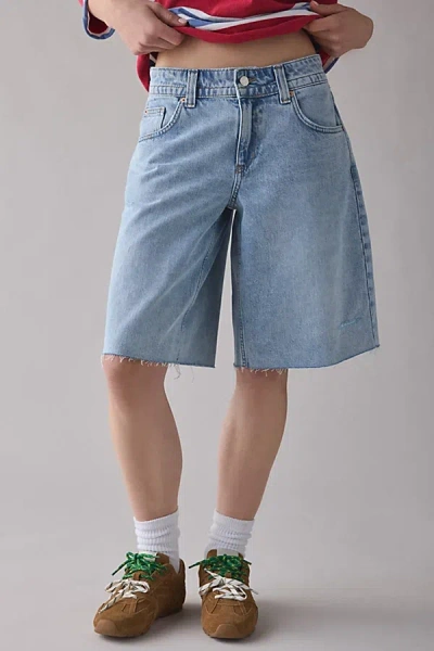 Bdg Front Runner Mid-rise Baggy Jort In Cactus Wash, Women's At Urban Outfitters In Blue