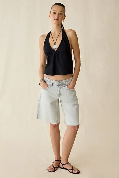 Bdg Front Runner Mid-rise Baggy Jorts In Chamomile Wash, Women's At Urban Outfitters In Black