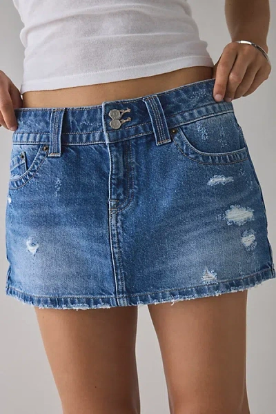 Bdg Game Day Low-rise Denim Micro Mini Skirt In Indigo, Women's At Urban Outfitters In Blue
