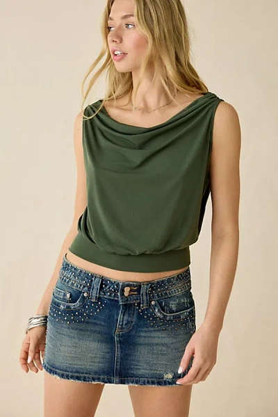 Bdg Game Day Low-rise Denim Micro Mini Skirt In Breezeway Wash/studs, Women's At Urban Outfitters