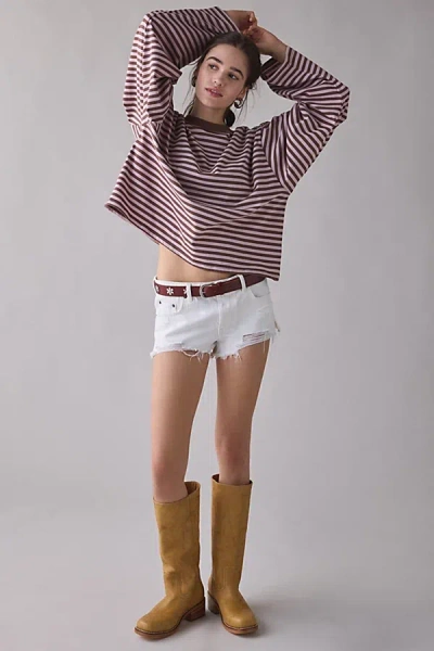 Bdg Georgie Denim Cutoff Short In Ivory, Women's At Urban Outfitters In Pink