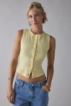 Bdg Gigi Knit Button-down Tank Top In Butter Yellow, Women's At Urban Outfitters