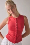 Bdg Gigi Knit Button-down Tank Top In Red, Women's At Urban Outfitters