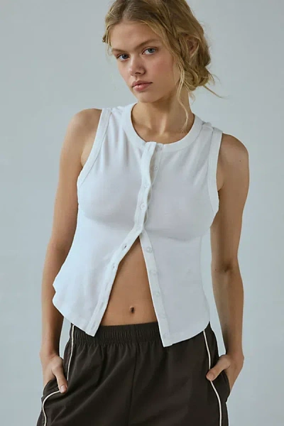 Bdg Gigi Knit Button-down Tank Top In White, Women's At Urban Outfitters