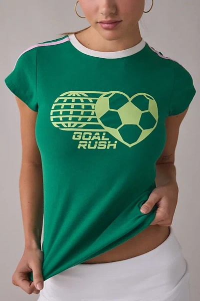 Bdg Goal Rush Graphic Spill The Tee In Green, Women's At Urban Outfitters