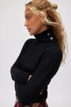 BDG GRAYSON BUTTONED TURTLENECK SWEATER IN BLACK, WOMEN'S AT URBAN OUTFITTERS