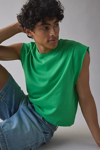 Bdg Grayson Solid Cutoff Muscle Tank Top In Bright Green, Men's At Urban Outfitters