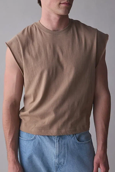 Bdg Grayson Solid Cutoff Muscle Tee In Brown, Men's At Urban Outfitters
