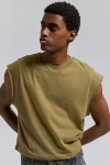 Bdg Grayson Solid Cutoff Muscle Tee In Olive, Men's At Urban Outfitters