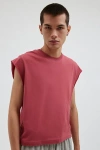 Bdg Grayson Solid Cutoff Muscle Tee In Maroon, Men's At Urban Outfitters