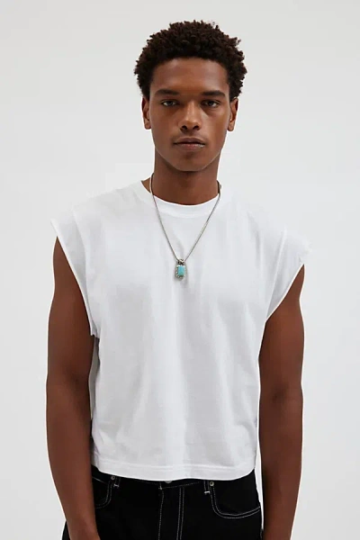 Bdg Grayson Solid Cutoff Muscle Tee In White, Men's At Urban Outfitters