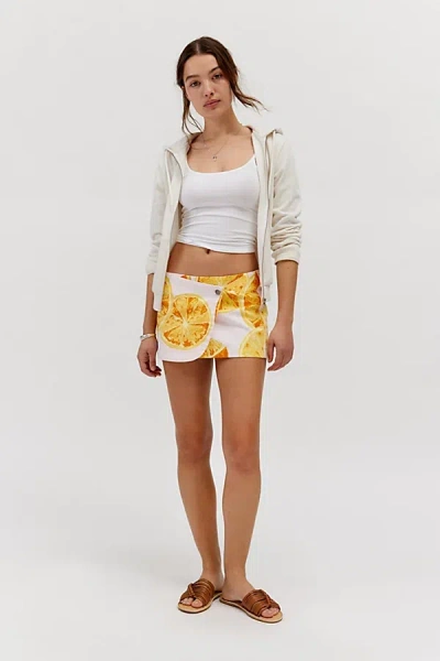Bdg Harlow Micro Mini Wrap Skirt In Orange, Women's At Urban Outfitters In White