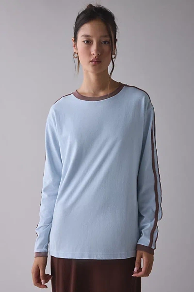 Bdg Hayden Oversized Long Sleeve Ringer Tee In Blue, Women's At Urban Outfitters