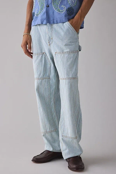 Bdg Hickory Stripe Baggy Skate Fit Double Knee Utility Jean In Hickory Stripe, Men's At Urban Outfitters