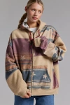 BDG HUNTER PATCHWORK FLEECE ZIP UP HOODIE SWEATSHIRT IN BLANKET STRIPES/STARS, WOMEN'S AT URBAN OUTFITTE