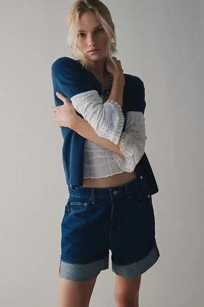 Bdg Indie Mid-rise Cuffed Denim Short In Rinsed Denim, Women's At Urban Outfitters