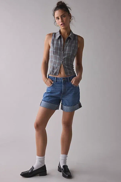 Bdg Indie Mid-rise Cuffed Denim Short In Vintage Denim Medium, Women's At Urban Outfitters