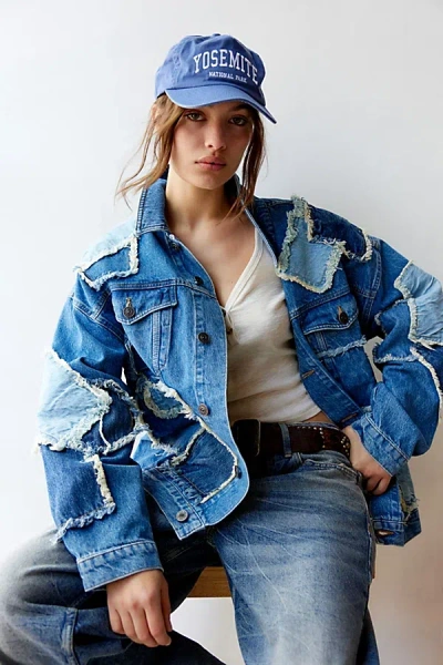 Bdg Jack Patchwork Oversized Denim Jacket In Pale Blue, Women's At Urban Outfitters